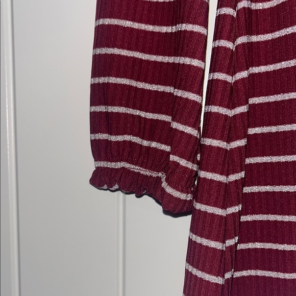 Derek Heart Maroon and White Striped Kids Dress 10/12 - Picture 6 of 6